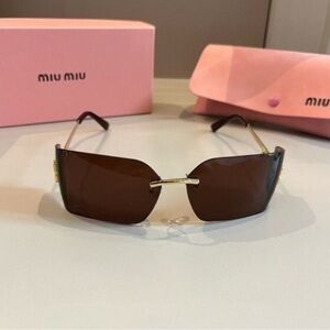 Miu Miu Frameless Brown Gradient Sunglasses